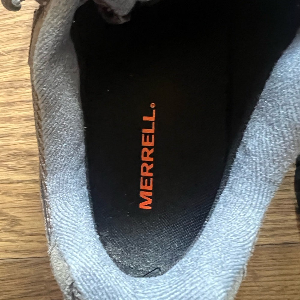Merrell Womens MOAB 3 Waterproof Gray and Black and Blue Trail Hiking Shoes - Picture 5 of 6